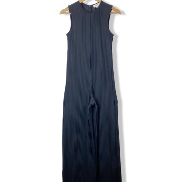 COS Sleeveless Pleated Wide Leg Jumpsuit IN NAVY BLUE L - Picture 1 of 12